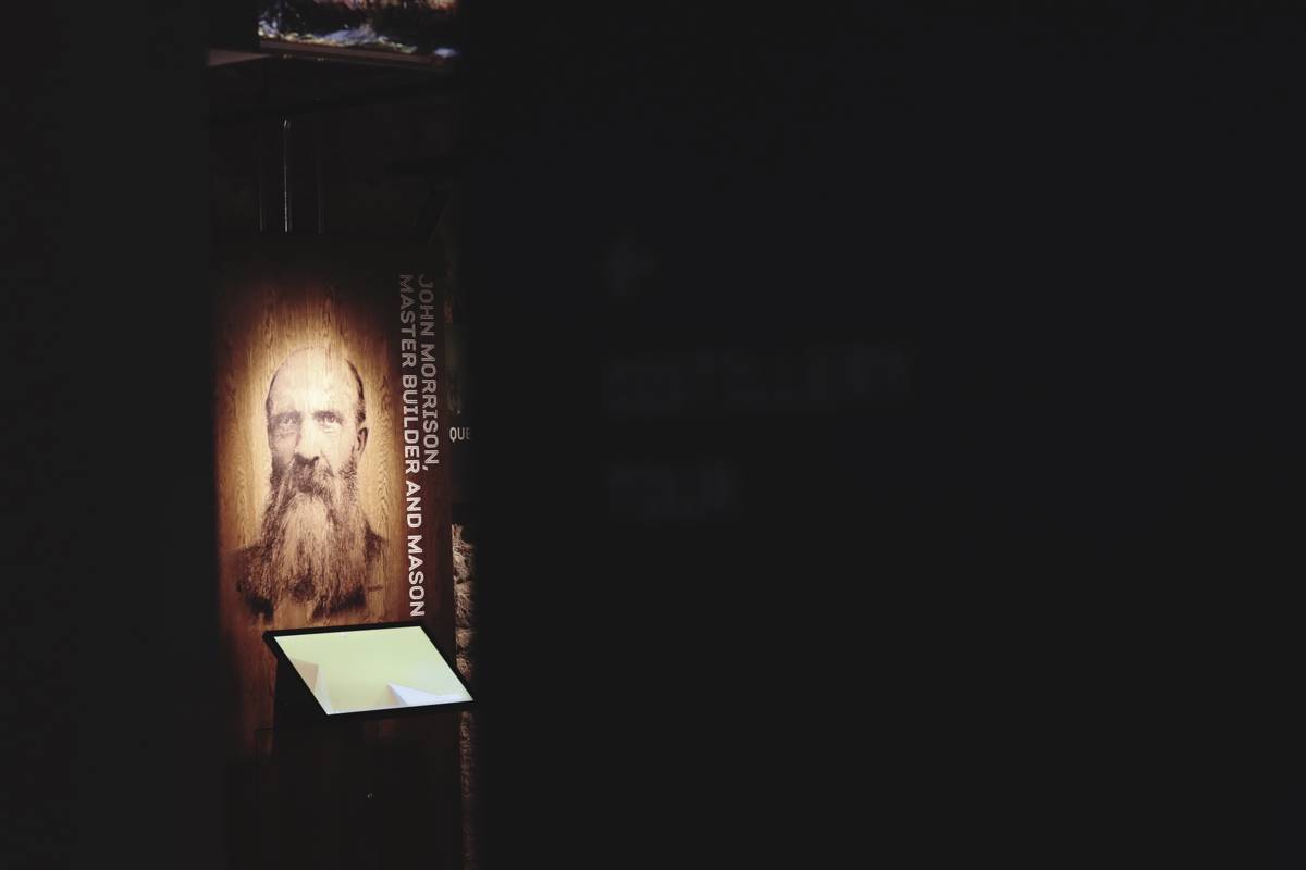 The John Morrison exhibit in the Morrison & Mason room, part of the self-guided section on the tour